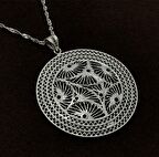 Yuvarlak Desen Model Gümüş Kadın Telkari Kolye