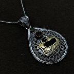 Şahmeran İşlemeli Gümüş Oksitli Telkari Kadın Kolye