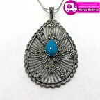 Firuze Ve Markazit Taşlı 925 Ayar Gümüş Kadın Kolye