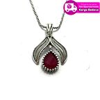 Yakut Taşlı Damla Model 925 Ayar Gümüş Kadın Telkari Kolye Ucu