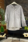 Hakim Yaka Cep Ve Sırt File Detay Keten Bluz