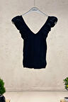 Kol Büzgülü Ön Arka V Yaka Triko Atlet