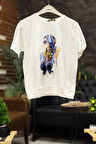 Fiyonk Aksesuarlı Baskılı Kısa Kol Penye Tshirt