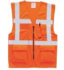 İkaz Yeleği Mühendis Tipli Cepli Turuncu