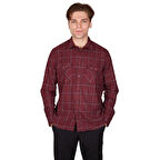 Alpinist Felder Erkek Ekose Outdoor Gömlek Bordo-Lacivert