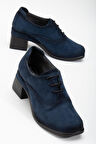 Süet Hazır Taban Bağlı Lacivert Kadın Günlük Ayakkabı