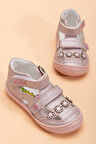 Şirinbebe Ortopedik Kız Bebek İlkadım Ayakkabı Pembe Çift Cırtlı Çiçekli