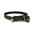 Kahverengi Kendinden Desenli Derili Zilli Kedi Tasması