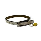 Ekru Renk Simli Desenli Deri Zilli Kedi Tasması