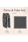 Tarzını Seç Premium Siyah Beyaz Puantiye Desenli 2’li Pareo ve Bandana Seti 150x95 cm / 70x70 cm