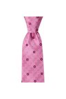 Pembe desenli 8 cm genişliğinde mendilli kravat