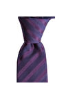 Mor Çizgili 7,5 Cm Genişliğinde Ipek Kravat