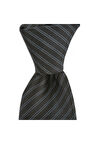 Siyah çizgili 7,5 cm genişliğinde ipek kravat