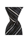Siyah çizgili 8 cm genişliğinde ipek kravat