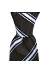 Siyah çizgili 7,5 cm genişliğinde ipek kravat