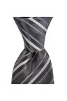 Gri çizgili 8 cm genişliğinde ipek kravat
