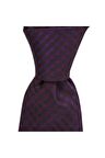 Mor desenli 8 cm genişliğinde ipek kravat
