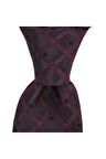 Bordo desenli 8 cm genişliğinde ipek kravat