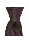Kahverengi desenli 7,5 cm genişliğinde ipek kravat