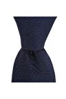 Lacivert desenli 8 cm genişliğinde ipek kravat