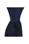 Lacivert renkli saten 7,5 cm genişliğinde ipek kravat