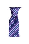 Lila çizgili 7,5 cm genişliğinde ipek kravat