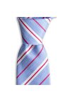 Mavi çizgili 8 cm genişliğinde ipek keten karışımlı kravat