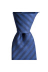 Lacivert çizgili 7,5 cm genişliğinde ipek kravat
