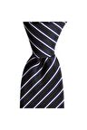 Siyah çizgili 7,5 cm genişliğinde ipek kravat