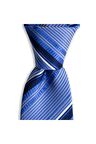 Mavi çizgili 7,5 cm genişliğinde ipek kravat