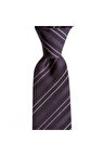 Mor çizgili 7,5 cm genişliğinde ipek kravat