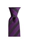 Mor çizgili 7,5 cm genişliğinde ipek kravat