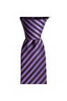 Mor çizgili 7,5 cm genişliğinde ipek kravat
