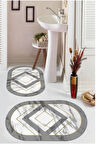 Gri  Kaymaz Taban  Oval Banyo Paspas Takım  BB-100