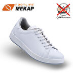 Mekap 303 Comfort Beyaz Bağcıklı Microfiber Burun Korumasız İş Ayakkabısı