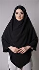 Siyah Pratik Hazır Geçmeli Tesettür Eşarp Medine İpeği Bağcıklı Çift Katlı Sufle Hijab 2302_01
