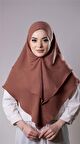 Kiremit Pratik Hazır Geçmeli Tesettür Eşarp Pamuk Caz Kumaş Çift Katlı Düz Hijab 2303_05