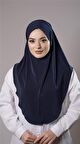Lacivert Pratik Hazır Geçmeli Tesettür Eşarp Sandy Kumaş Düz Hijab 2308_02