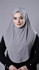 Gri Pratik Hazır Geçmeli Tesettür Eşarp Sandy Kumaş Düz Hijab 2308_15