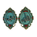 ALLAH-MUHAMMED LAFZI Duvar Yeşil Renk Polyester