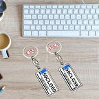 Kişiye Özel Çift Taraf Baskılı Dikdörtgen Krom Plaka Anahtarlık