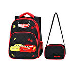 Waddell 3 Bölmeli İlkokul Çantası ve Beslenme Çantası Arabalar Siyah 2018-3