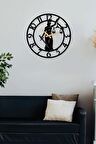Adalet Kadını - Avukat Rakamlı Metal Siyah Duvar / Ev / Ofis Saati - Hediye Saat -50x50 Cm