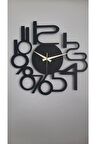 Modern Rakamlı Metal Siyah Duvar Saati - Hediye Saat- Ev / Ofis Saati - 50 X 50 Cm
