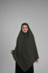 Haki Pratik Hazır Geçmeli Tesettür Eşarp Krep Bağcıklı Sufle Hijab 2313_09