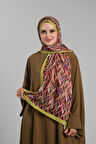 Yağ Yeşili Desenli Şal Kesik Elyaf Dijital Baskılı Pamuksu Çizgili 202115_36
