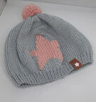 GRİ PEMBE YILDIZLI KIZ BEBEK BERESİ