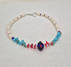 FİRUZE TAŞLI ÇUBUK MERCANLI RENKLİ Kadın KOLYE