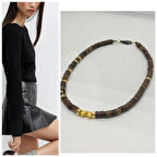 UD AĞAÇ RONDELA KAHVE BONCUK BAROK İNCİLİ Kadın KOLYE