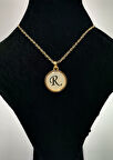 Gold Renk Büyük Boy Kararmaz ''R'' Harfli Kolye